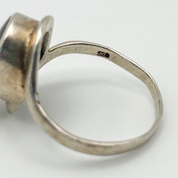 Vintage 925 Sterling Silver Black Onyx Oval Ring Size 6.5 Modernist - Picture 4 of 8